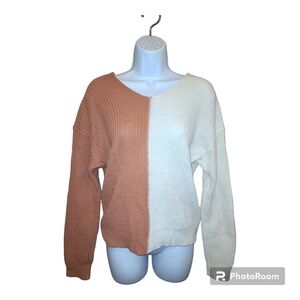 Color block twist back sweater oversized medium